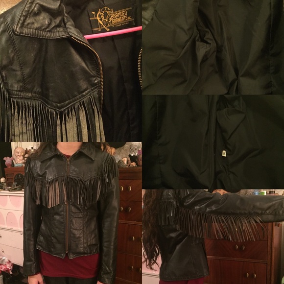 🖤 Raddest fitted FRINGE Black Leather Jacket! 🖤 - Picture 6 of 7